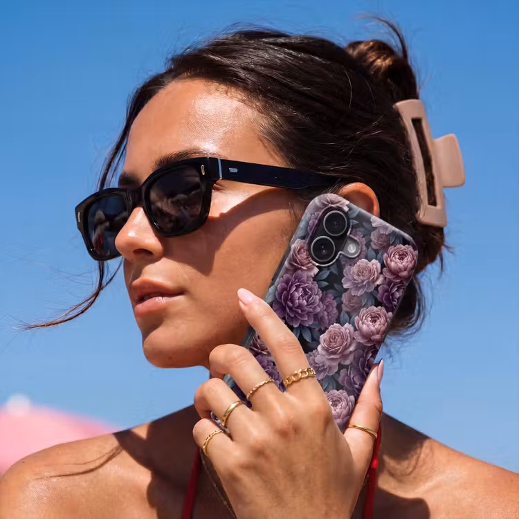 Bloemen - Patroon - Donker - Botanisch - Paars Toughcase MagSafe Apple iPhone 17 klein -Sfeer2V