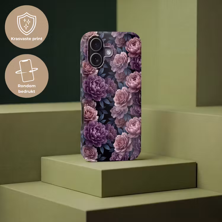 Bloemen - Patroon - Donker - Botanisch - Paars Toughcase MagSafe Apple iPhone 17 klein -USP_PrintM_NL
