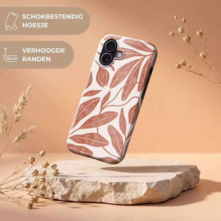 Bloemen - Patroon - Modern - Natuur - Bruin Toughcase MagSafe Apple iPhone 17 klein -USP_RandenV_NL