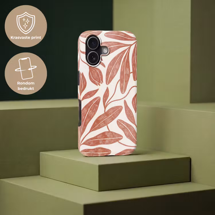 Bloemen - Patroon - Modern - Natuur - Bruin Toughcase MagSafe Apple iPhone 17 klein -USP_PrintM_NL
