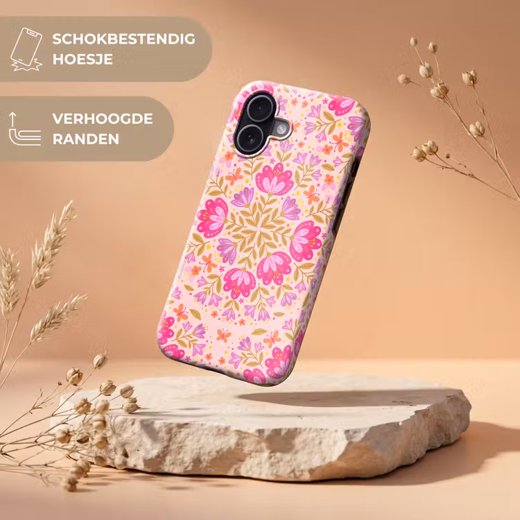 Bloemen - Patroon - Natuur - Abstract - Roze Toughcase MagSafe Apple iPhone 17 klein -USP_RandenV_NL