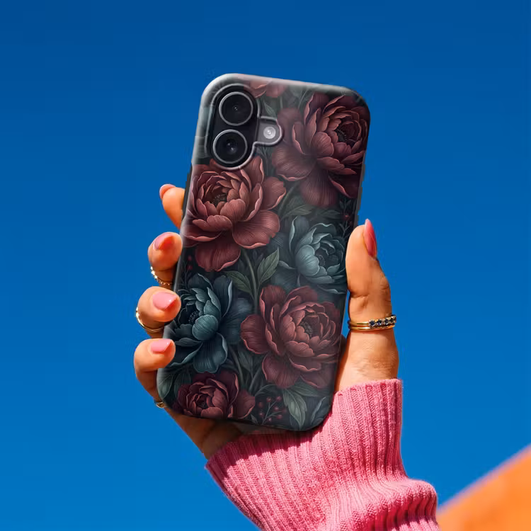 Bloemen - Patroon - Natuur - Klassiek - Donker Toughcase MagSafe Apple iPhone 17 klein -Sfeer1V