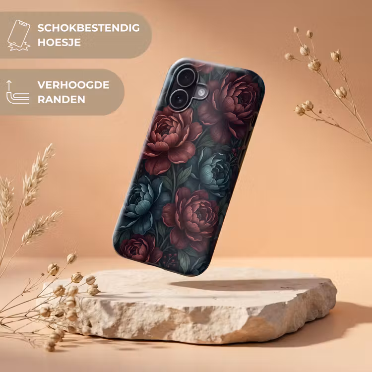 Bloemen - Patroon - Natuur - Klassiek - Donker Toughcase MagSafe Apple iPhone 17 klein -USP_RandenV_NL