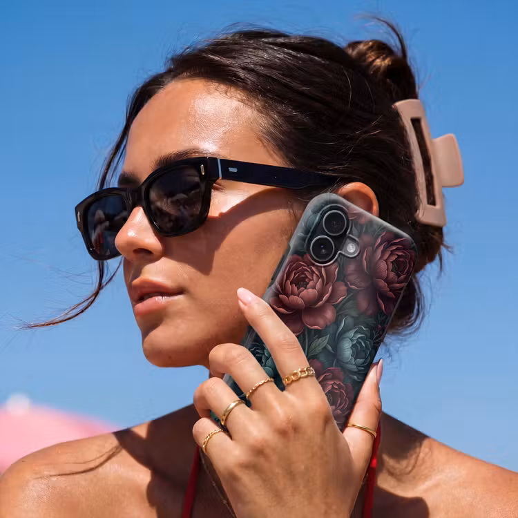 Bloemen - Patroon - Natuur - Klassiek - Donker Toughcase MagSafe Apple iPhone 17 klein -Sfeer2V