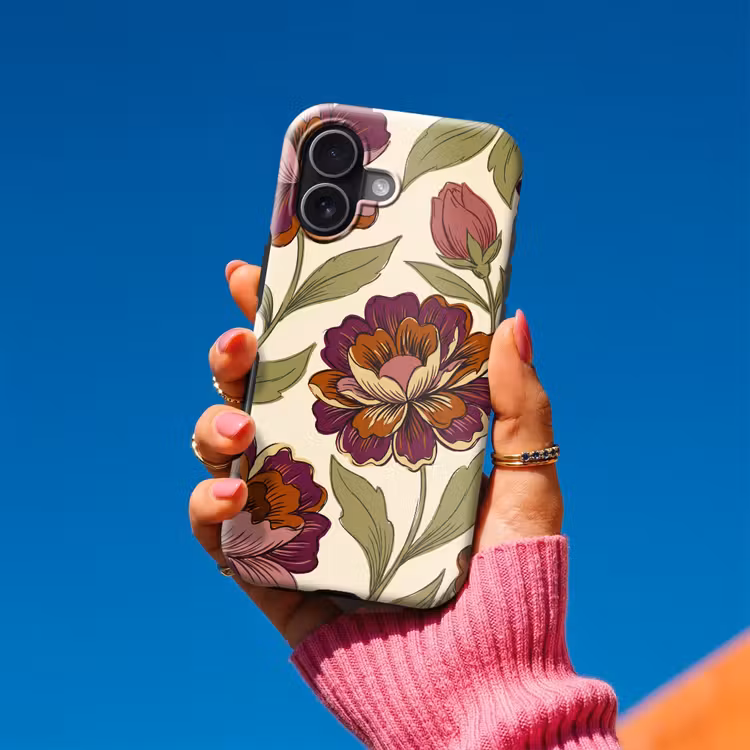 Bloemen - Patroon - Natuur - Modern - Paars Toughcase MagSafe Apple iPhone 17 klein -Sfeer1V