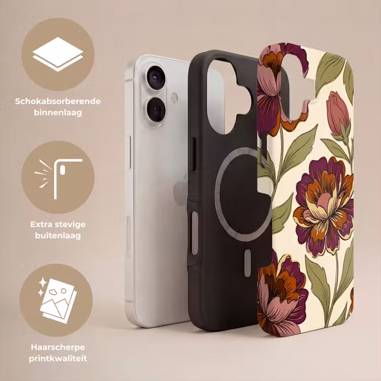 Bloemen - Patroon - Natuur - Modern - Paars Toughcase MagSafe Apple iPhone 17 klein -USP_Lagen_NL