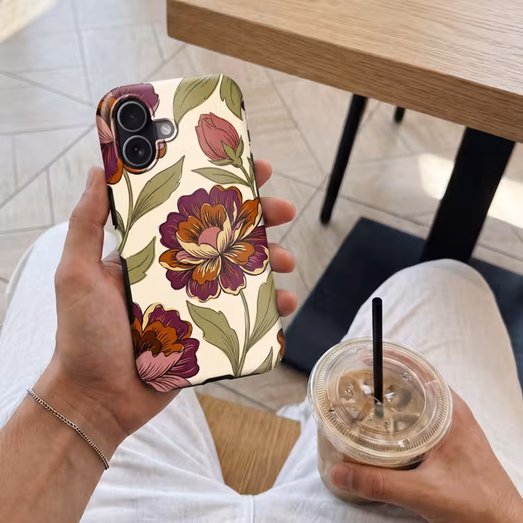 Bloemen - Patroon - Natuur - Modern - Paars Toughcase MagSafe Apple iPhone 17 klein -Sfeer1M