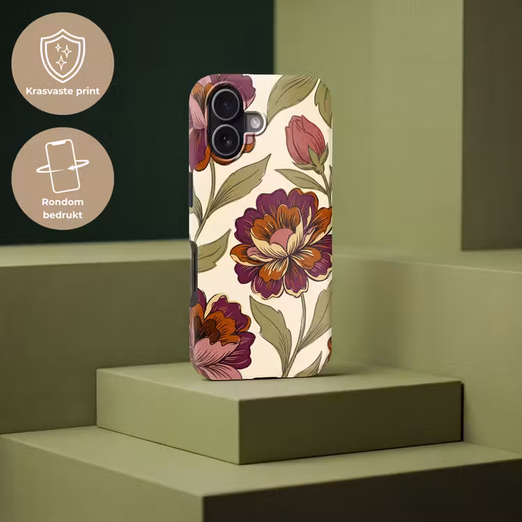 Bloemen - Patroon - Natuur - Modern - Paars Toughcase MagSafe Apple iPhone 17 klein -USP_PrintM_NL