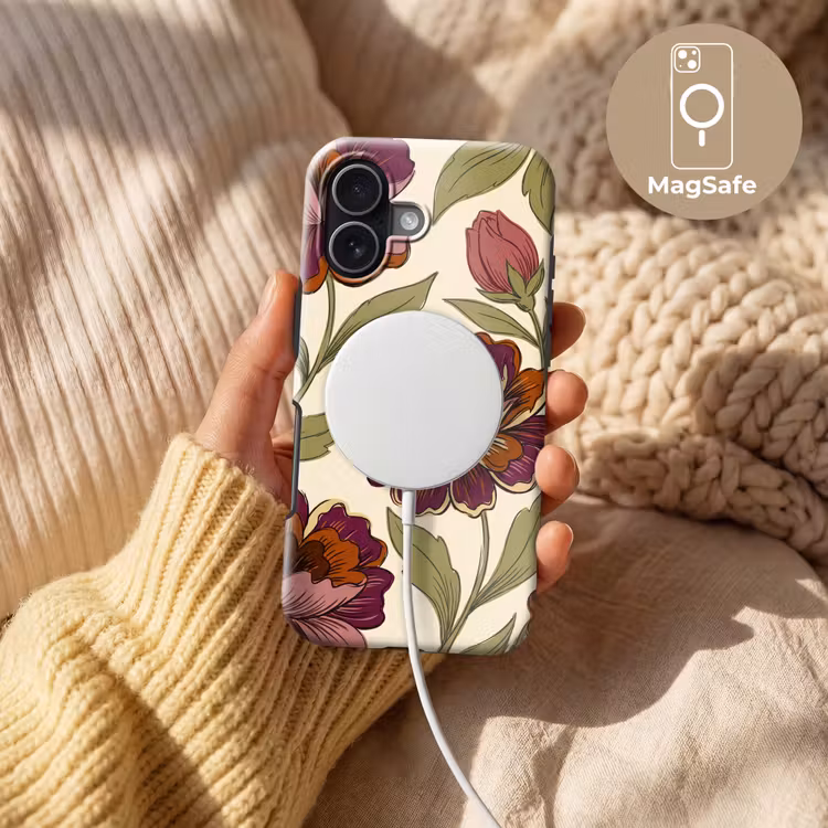 Bloemen - Patroon - Natuur - Modern - Paars Toughcase MagSafe Apple iPhone 17 klein -USP_MagsafeV