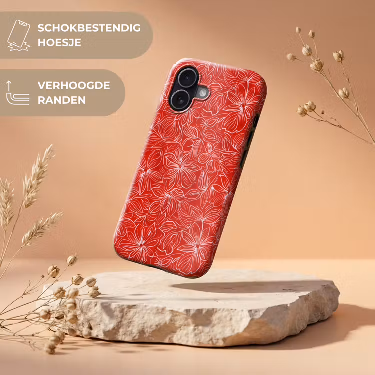 Bloemen - Patroon - Rood Toughcase MagSafe Apple iPhone 17 klein 1017 -USP_RandenV_NL