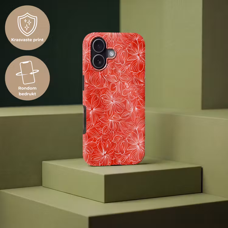 Bloemen - Patroon - Rood Toughcase MagSafe Apple iPhone 17 klein 1017 -USP_PrintM_NL