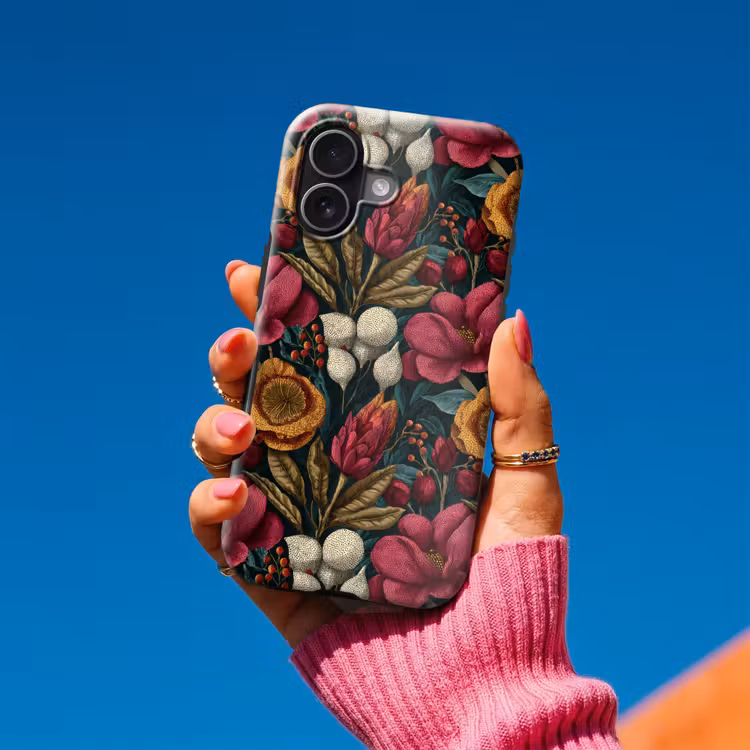 Bloemen - Patroon - Rood - Goud Toughcase MagSafe Apple iPhone 17 klein 1017 -Sfeer1V