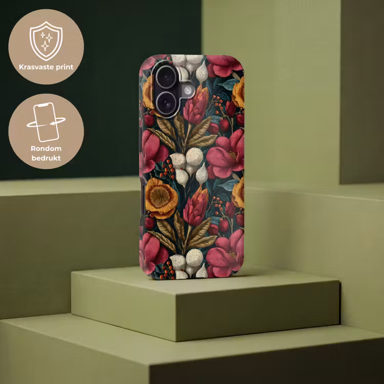 Bloemen - Patroon - Rood - Goud Toughcase MagSafe Apple iPhone 17 klein 1017 -USP_PrintM_NL