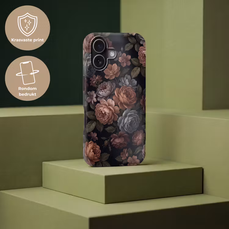 Bloemen - Patroon - Vintage - Donker - Roze Toughcase MagSafe Apple iPhone 17 klein -USP_PrintM_NL