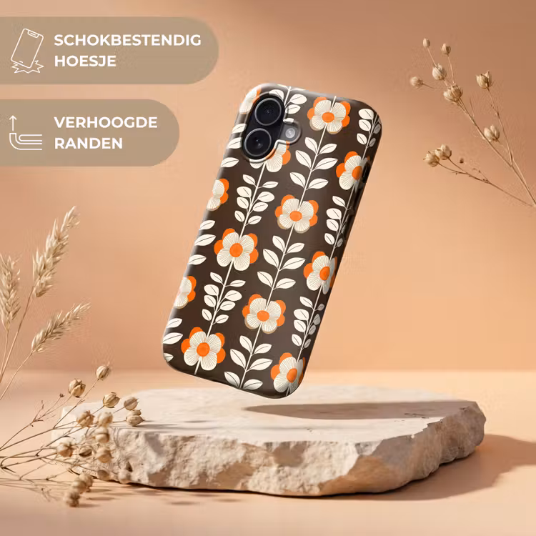 Bloemen - Retro - Bruin Toughcase MagSafe Apple iPhone 17 klein 1017 -USP_RandenV_NL