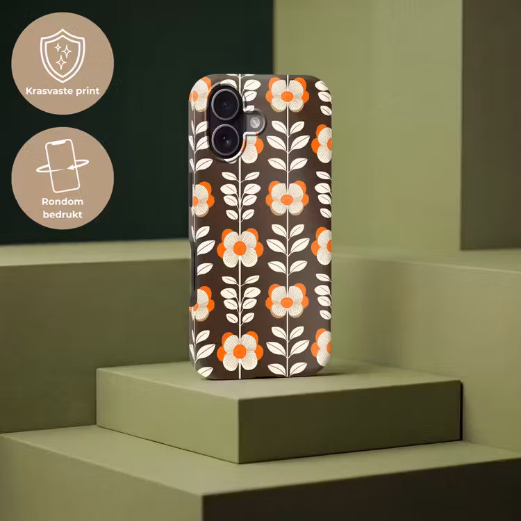 Bloemen - Retro - Bruin Toughcase MagSafe Apple iPhone 17 klein 1017 -USP_PrintM_NL