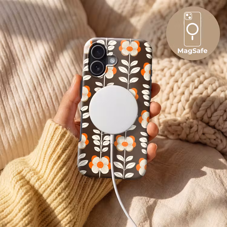 Bloemen - Retro - Bruin Toughcase MagSafe Apple iPhone 17 klein 1017 -USP_MagsafeV