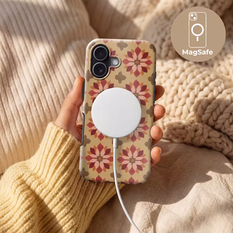 Bloemen - Retro - Groen Toughcase MagSafe Apple iPhone 17 klein 1017 -USP_MagsafeV