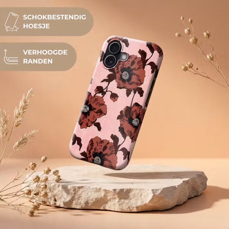 Bloemen - Retro - Rood Toughcase MagSafe Apple iPhone 17 klein 1017 -USP_RandenV_NL