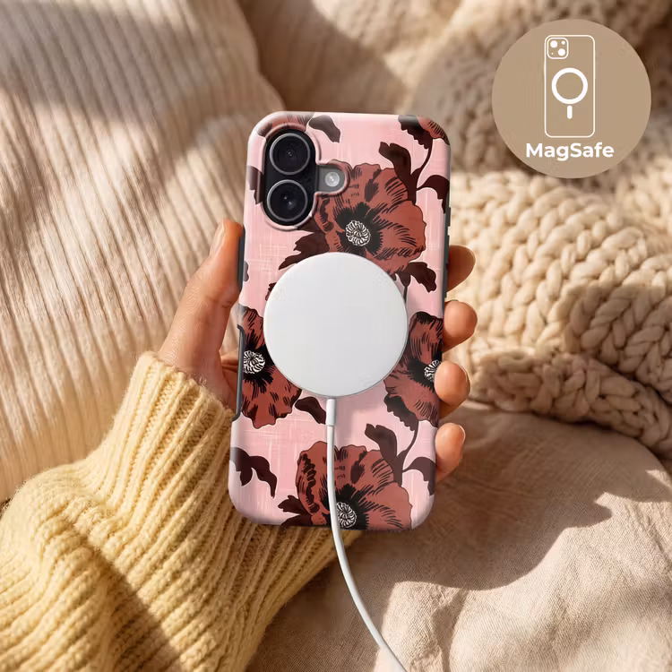 Bloemen - Retro - Rood Toughcase MagSafe Apple iPhone 17 klein 1017 -USP_MagsafeV