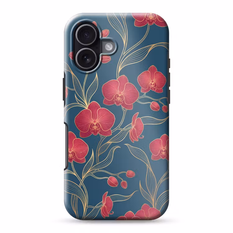 Telefoonhoesje Toughcase - Bloemen - Rood - Goud - Bloemen - Rood - Goud Toughcase MagSafe Apple iPhone 17 klein