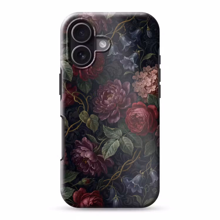 Bloemen - Rood - Klassiek - Donker - Patroon Toughcase MagSafe Apple iPhone 17 klein -3d