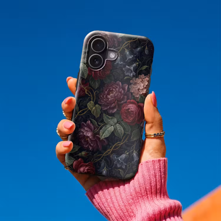 Bloemen - Rood - Klassiek - Donker - Patroon Toughcase MagSafe Apple iPhone 17 klein -Sfeer1V