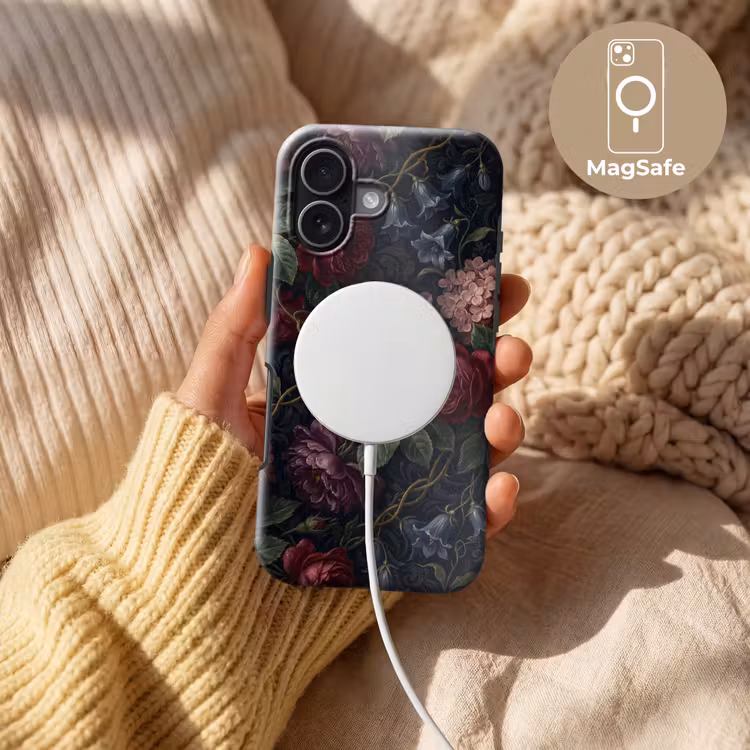 Bloemen - Rood - Klassiek - Donker - Patroon Toughcase MagSafe Apple iPhone 17 klein -USP_MagsafeV