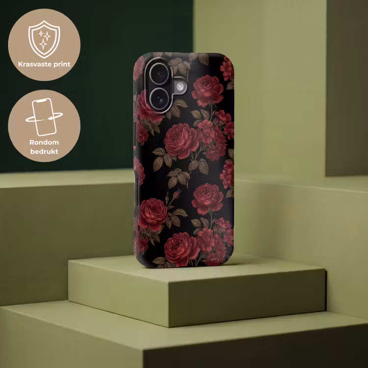 Bloemen - Roos - Patroon - Klassiek - Rood Toughcase MagSafe Apple iPhone 17 klein -USP_PrintM_NL