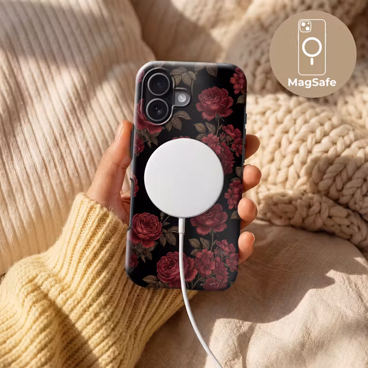 Bloemen - Roos - Patroon - Klassiek - Rood Toughcase MagSafe Apple iPhone 17 klein -USP_MagsafeV