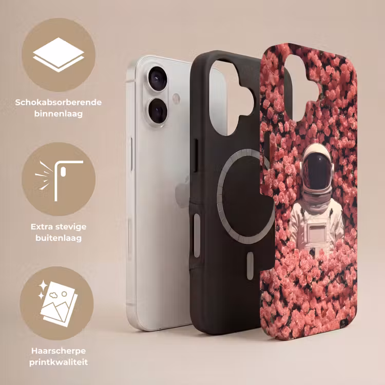 Bloemen - Roze - Astronaut Toughcase MagSafe Apple iPhone 17 klein -USP_Lagen_NL