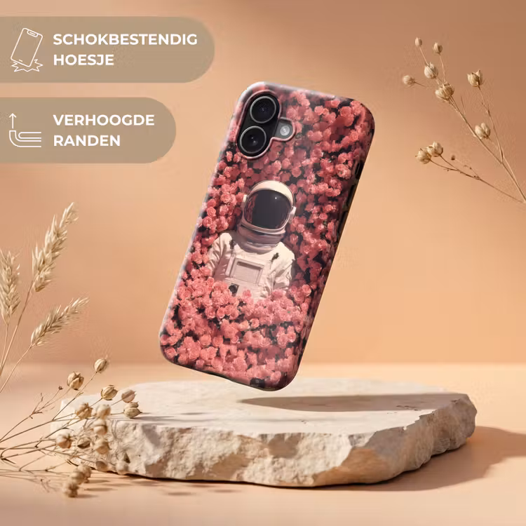 Bloemen - Roze - Astronaut Toughcase MagSafe Apple iPhone 17 klein -USP_RandenV_NL