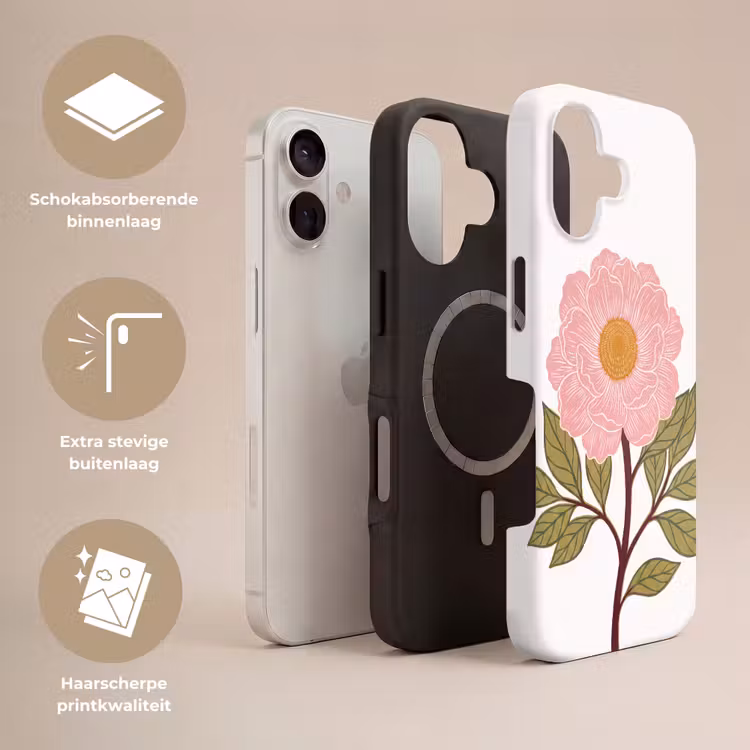 Telefoonhoesje Toughcase - Bloemen - Roze - Illustratie - Bloemen - Roze - Illustratie Toughcase MagSafe Apple iPhone 17 klein
