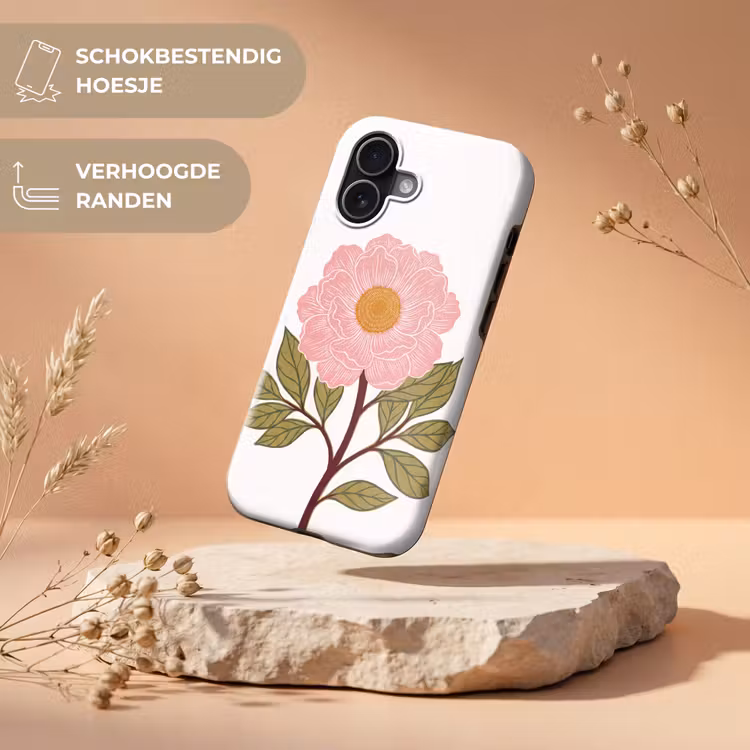 Telefoonhoesje Toughcase - Bloemen - Roze - Illustratie - Bloemen - Roze - Illustratie Toughcase MagSafe Apple iPhone 17 klein