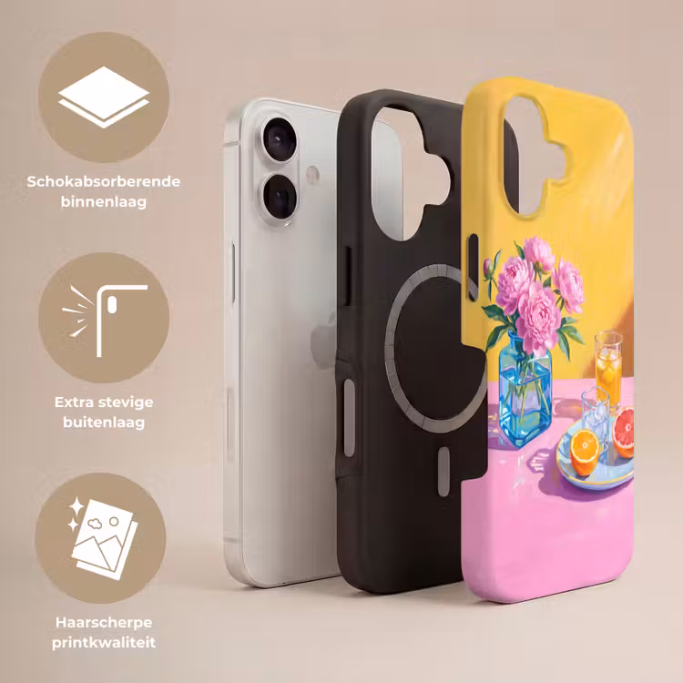 Telefoonhoesje Toughcase - Bloemen - Roze - Modern - Bloemen - Roze - Modern Toughcase MagSafe Apple iPhone 17 klein