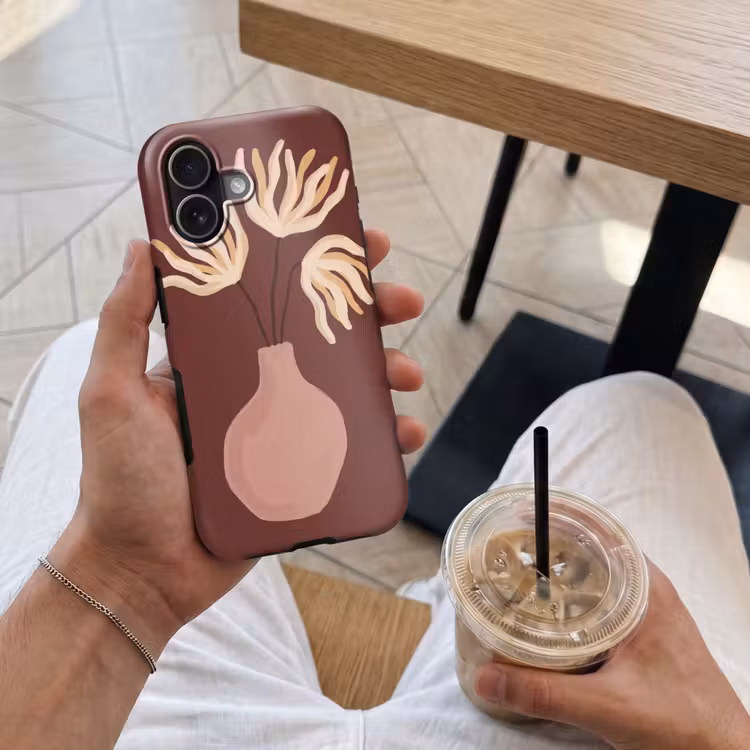 Bloemen - Vaas - Abstract - Modern - Aardetinten Toughcase MagSafe Apple iPhone 17 klein -Sfeer1M