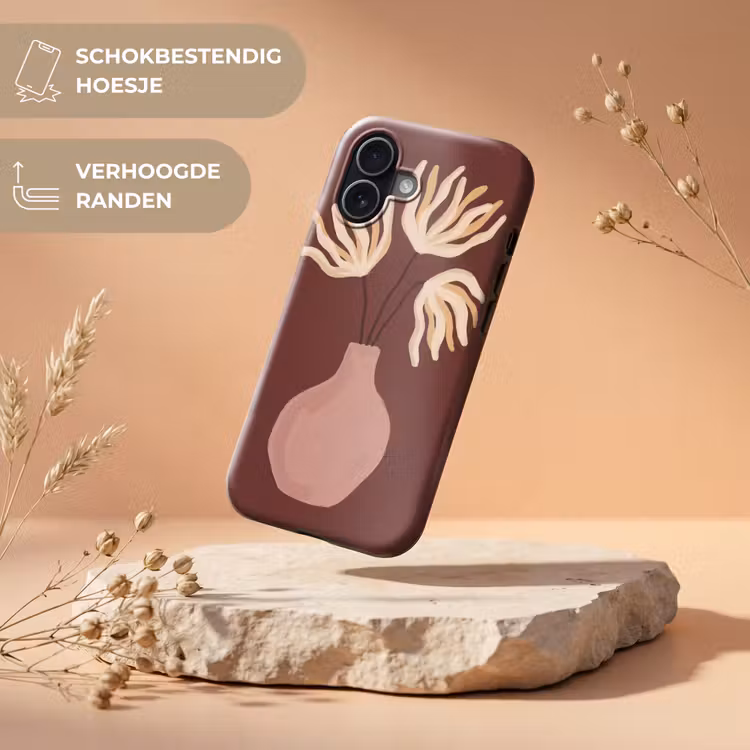 Bloemen - Vaas - Abstract - Modern - Aardetinten Toughcase MagSafe Apple iPhone 17 klein -USP_RandenV_NL