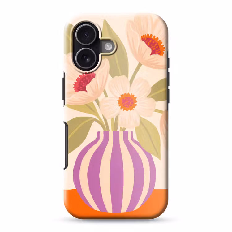 Bloemen - Vaas - Abstract - Paars - Oranje Toughcase MagSafe Apple iPhone 17 klein -3d