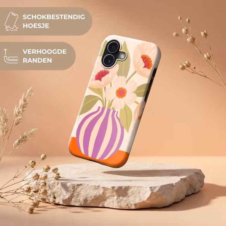 Bloemen - Vaas - Abstract - Paars - Oranje Toughcase MagSafe Apple iPhone 17 klein -USP_RandenV_NL
