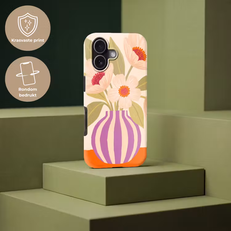 Bloemen - Vaas - Abstract - Paars - Oranje Toughcase MagSafe Apple iPhone 17 klein -USP_PrintM_NL