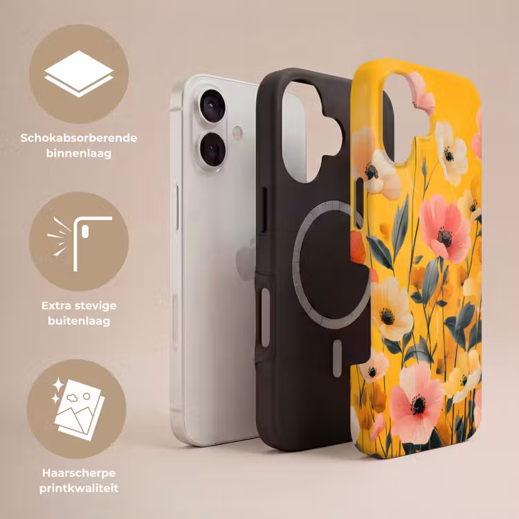Bloemen - Veld - Geel Toughcase MagSafe Apple iPhone 17 klein -USP_Lagen_NL