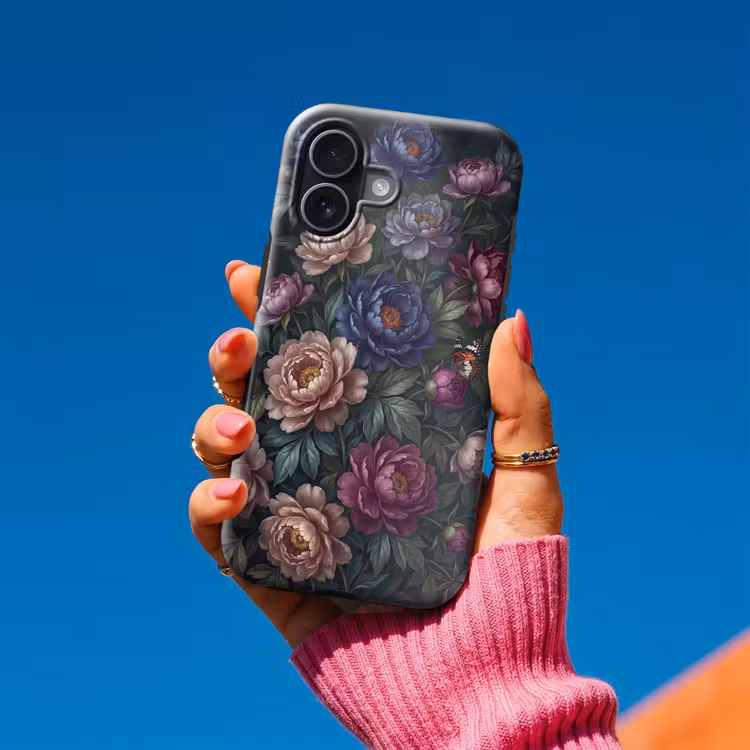 Bloemen - Vlinder - Natuur - Modern - Paars Toughcase MagSafe Apple iPhone 17 klein -Sfeer1V