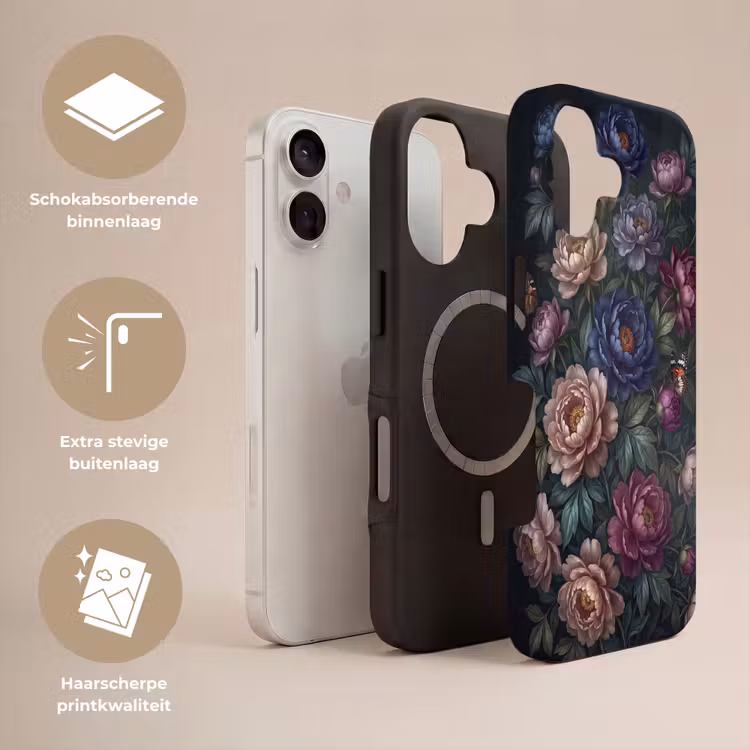 Bloemen - Vlinder - Natuur - Modern - Paars Toughcase MagSafe Apple iPhone 17 klein -USP_Lagen_NL