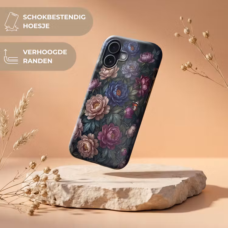 Bloemen - Vlinder - Natuur - Modern - Paars Toughcase MagSafe Apple iPhone 17 klein -USP_RandenV_NL