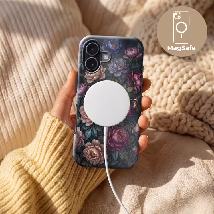 Bloemen - Vlinder - Natuur - Modern - Paars Toughcase MagSafe Apple iPhone 17 klein -USP_MagsafeV