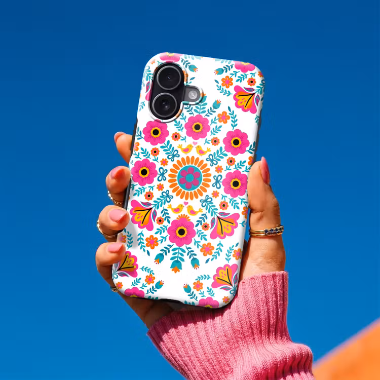 Bloemen - Vogel - Patroon - Kleurrijk - Modern Toughcase MagSafe Apple iPhone 17 klein -Sfeer1V
