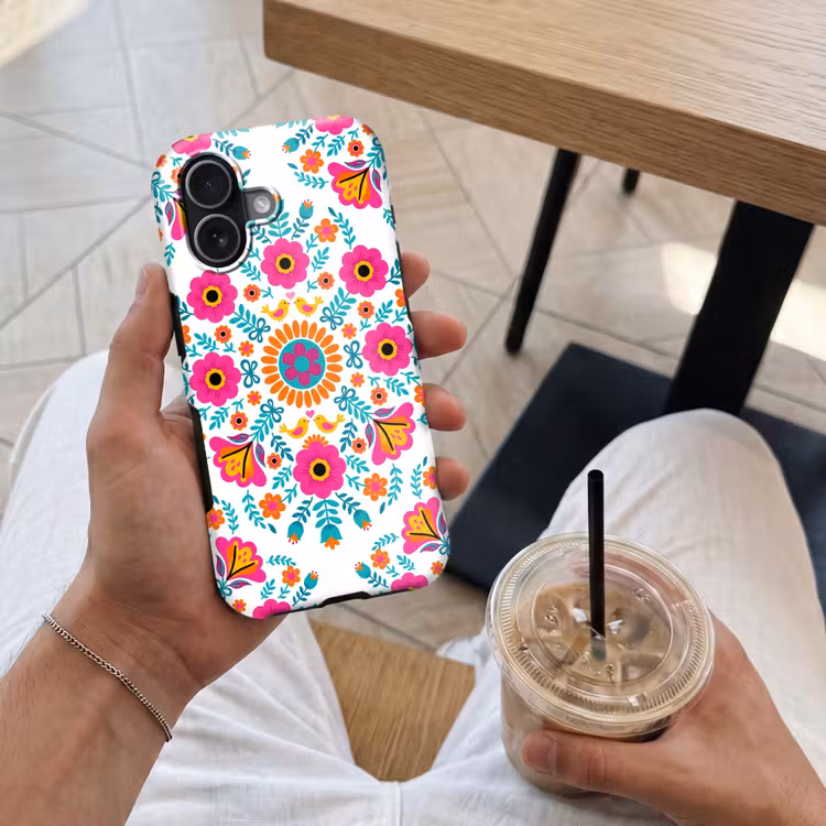 Bloemen - Vogel - Patroon - Kleurrijk - Modern Toughcase MagSafe Apple iPhone 17 klein -Sfeer1M
