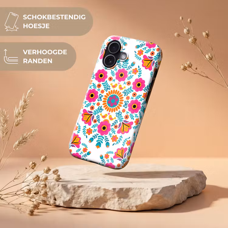 Bloemen - Vogel - Patroon - Kleurrijk - Modern Toughcase MagSafe Apple iPhone 17 klein -USP_RandenV_NL