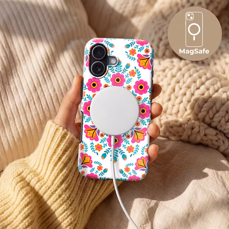 Bloemen - Vogel - Patroon - Kleurrijk - Modern Toughcase MagSafe Apple iPhone 17 klein -USP_MagsafeV