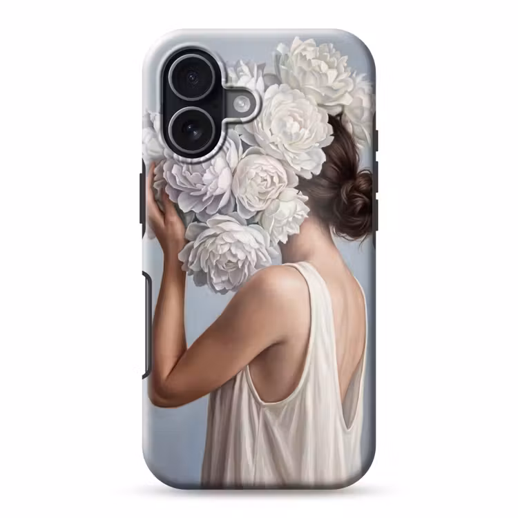 Bloemen - Vrouw - Wit Toughcase MagSafe Apple iPhone 17 klein -3d